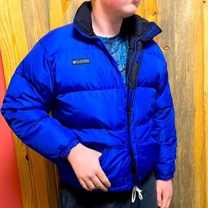 Columbia Puffy winter coat. Royal Blue, Mens Medium.